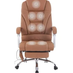 BellaFurn Kontorsmöbler>Ergonomisk massagestol - lyxkontorstol - med massagefunktion och justerbart fotstöd | Färg: ljusbrun