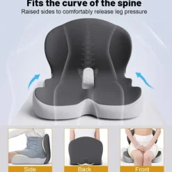 Stolar>Ergonomisk Sittdyna i Memory Foam – L-formad Stolskudde med Svankstöd & Svanskotskydd, För Kontor & Hem