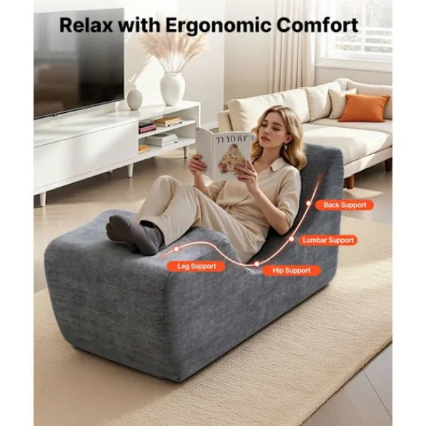 DUOKU Soffor>Ergonomisk Yogaklubbsoffa--Tillverkad av Böjd Skum för Massage, Stretching, Avkoppling-Grå