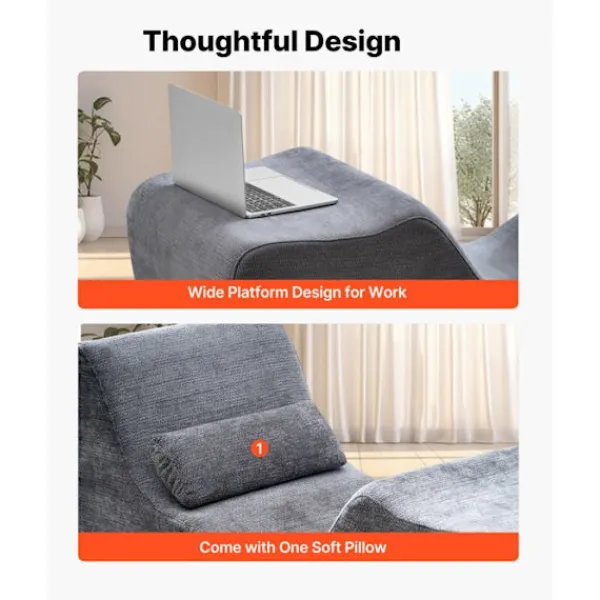 DUOKU Soffor>Ergonomisk Yogaklubbsoffa--Tillverkad av Böjd Skum för Massage, Stretching, Avkoppling-Grå