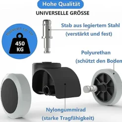 Kontorsmöbler>Ersättningshjul för kontorsstol för hårda golv - 5-pack - 11 mm / 22 mm - För gamingstolar, snurrstolar, Pr