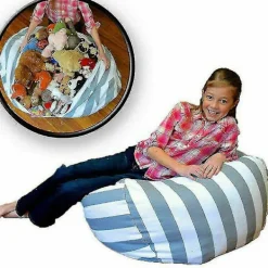 Sittsäckar>Extra stor leksaksdjursförvaring bönpåse barn bönöverdrag mjuk sits hem Blue