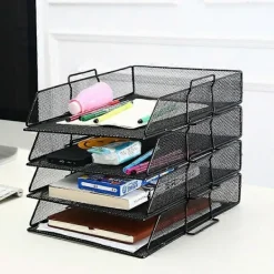 Kontorsmöbler>Fack Metall Brevbricka Pappersbricka Dokumentbricka Förvaringslåda Svart Mesh för Filer