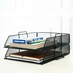 Kontorsmöbler>Fack Metall Brevbricka Pappersbricka Dokumentbricka Förvaringslåda Svart Mesh för Filer