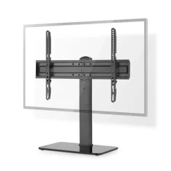 Nedis Tv-Bänkar>Fast TV Stand | 37 - 70 " | Maximal skärmvikt som stöds: 40 kg | Justerbar förinställda höjder | Härdat glas / Stål | Svart