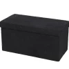 URBAN LIVING Kistor & Koffertar>Fällbar förvaringsbänk i plysch "Kube" - Svart - L 76 x P 37,5 x H 37,5 cm