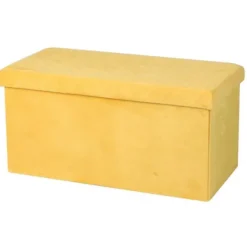 URBAN LIVING Kistor & Koffertar>Fällbar förvaringsbänk i sammet "Kube" - Gul - L 76 x P 37,5 x H 37,5 c