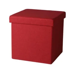 URBAN LIVING Sittpuffar>Fällbar förvaringspuff i tyg "Kube" - Röd - L 38 x P 38 x H 38 cm