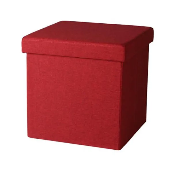 URBAN LIVING Sittpuffar>Fällbar förvaringspuff i tyg "Kube" - Röd - L 38 x P 38 x H 38 cm