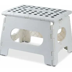 Pallar>Fällbar pall - 9" höjd för barn och vuxna, kök, trädgård, badrum (vit)