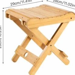 Pallar>Fällbar pall i massivt trä - Portabel pall för hemmet, gaming, fiske, fungerar i sovrum, trädgård, trä, 29x28x26 cm