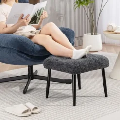 Northio Pallar>Fotpall med mjuk kudde, chenilletyg, stålben