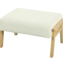 Northio Pallar>Fotpall med mjuk kudde, manchesterlook, krämvit