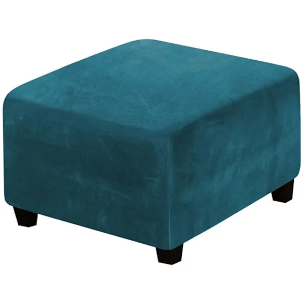 OCEAN Sittpuffar>Fotpallskydd Elastisk Sammet Fotpallskydd Djup Havsblå Rund