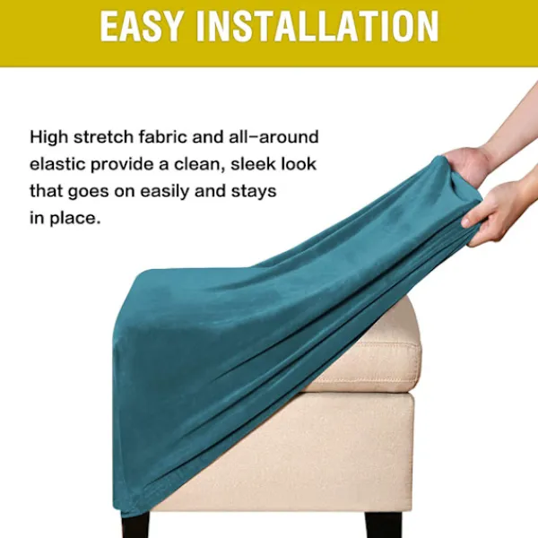 OCEAN Sittpuffar>Fotpallskydd Elastisk Sammet Fotpallskydd Djup Havsblå Rund