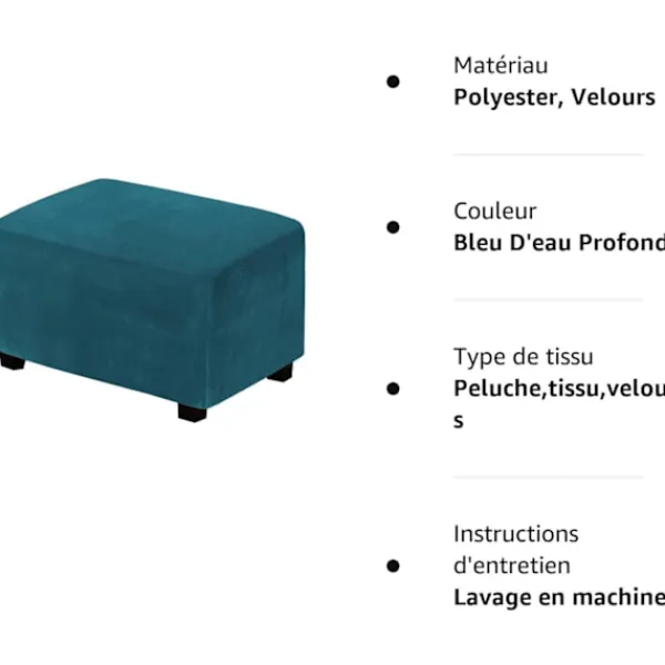 OCEAN Sittpuffar>Fotpallskydd Elastisk Sammet Fotpallskydd Djup Havsblå Rund