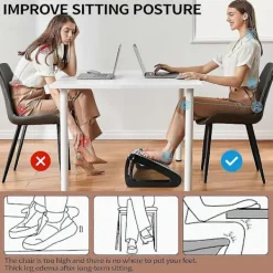 Vett Kontorsmöbler>Fotstöd Under Skrivbord, Ergonomisk Fotpall på Jobbet med 6 Justerbara Höjder och Massagefunktion, Bekvämt Fotstöd Under Skrivbord (Svart)