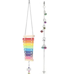 Matgrupper>Fruktgaffelset i rostfritt stål för sällskapsfåglar med xylofon som ger pickljud