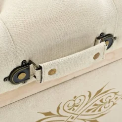 Kistor & Koffertar>Förvaringsbänk 110 cm gräddvit massivt granträ och tyg 15000