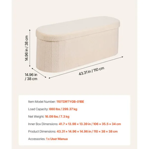 DUOKU Pallar>Förvaringsbänk - - Fällbar Oval - Plysch Teddy Förvaringslåda - - 299,37 kg