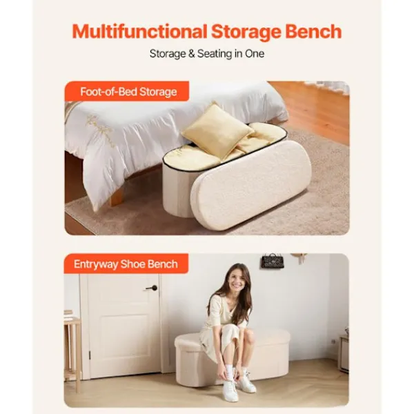 DUOKU Pallar>Förvaringsbänk - - Fällbar Oval - Plysch Teddy Förvaringslåda - - 299,37 kg