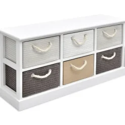 vidaXL Byråer>Förvaringsbänk med 6 korgar trä