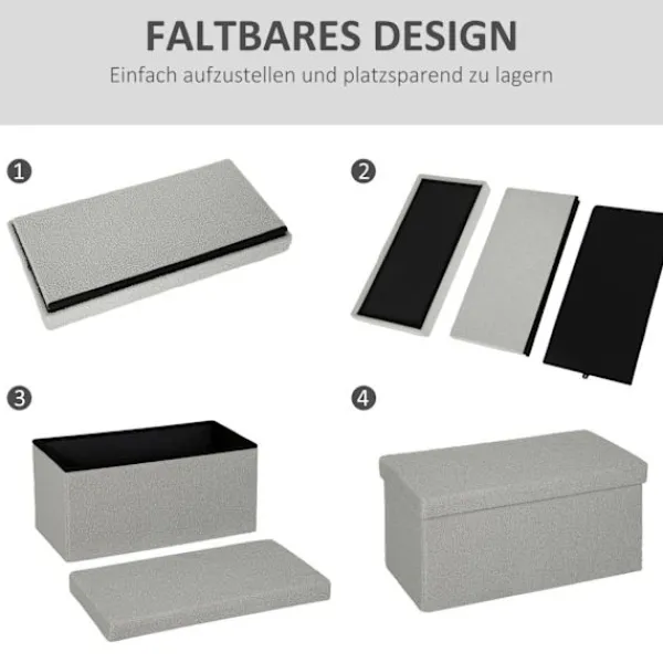 Northio Kistor & Koffertar>Förvaringsfotpall, Klädd Bänk med Lock, Ljusgrå