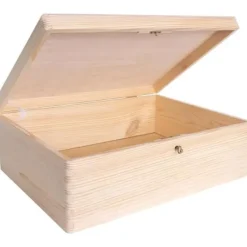 CREATIVE DECO Kistor & Koffertar>Förvaringslåda - - - 40 x 30 x 14 cm - Med lås och nyckel - Naturträ