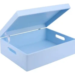 CREATIVE DECO Kistor & Koffertar>Förvaringslåda i trä för att dekorera - - XL - 40 x 30 x 14 cm - med lock och handtag