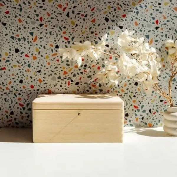 CREATIVE DECO Kistor & Koffertar>Förvaringslåda i trä med nyckel - - 30 x 20 x 14 cm - - Minneslåda