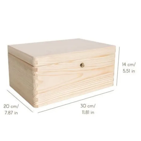 CREATIVE DECO Kistor & Koffertar>Förvaringslåda i trä med nyckel - - 30 x 20 x 14 cm - - Minneslåda