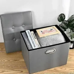 Sittpuffar>Förvaringslåda Vikbar Organisation 3 Färger Användbar Hopfällbar Fotpall Kompatibel med Sovrum