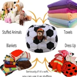 Sittsäckar>Förvaringssäck för gosedjur, sittsäcköverdrag för barn (ej fyllning) 24 tum, Fotboll