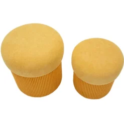 B2X Sittpuffar>Förvaringsset med puffar, senapsfärgad sammet, 2 delar