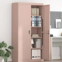 vidaXL Skåp>Förvaringsskåp 2 pcs Rosa 90 x 40 x 180 cm Kallvalsat Stål