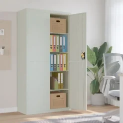 vidaXL Kontorsmöbler>Förvaringsskåp ljusgrå 90x40x180 cm stål