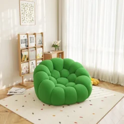 Sittpuffar>Fåtölj Lazy Oversize, Modern grön golvsoffa i 3D Honeycomb Mesh-tyg, ingen montering krävs, för vardagsrum och kontor