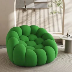 Sittpuffar>Fåtölj Lazy Oversize, Modern grön golvsoffa i 3D Honeycomb Mesh-tyg, ingen montering krävs, för vardagsrum och kontor