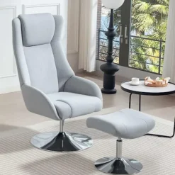 Northio Fåtöljer>Fåtölj med fotpall, armstöd, grå