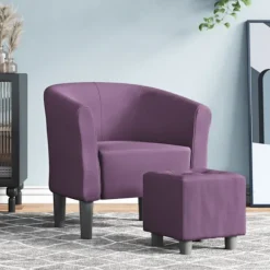 vidaXL Fåtöljer>Fåtölj med fotpall lila tyg