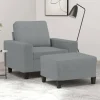 vidaXL Fåtöljer>Fåtölj med fotpall ljusgrå 60 cm tyg
