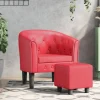 vidaXL Fåtöljer>Fåtölj med fotpall röd konstläder