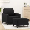 vidaXL Fåtöljer>Fåtölj med fotpall svart 60 cm sammet