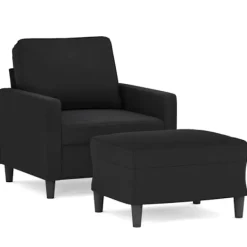 vidaXL Fåtöljer>Fåtölj med fotpall svart 60 cm sammet