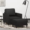 vidaXL Fåtöljer>Fåtölj med fotpall svart 60 cm konstläder