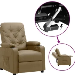 vidaXL Fåtöljer>Fåtölj med uppresningshjälp cappuccino konstläder