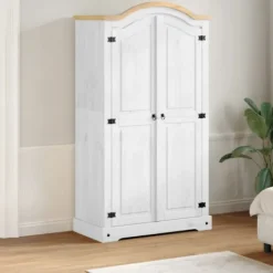 vidaXL Skåp>Garderob Corona vit 102x52x186 cm massiv furu