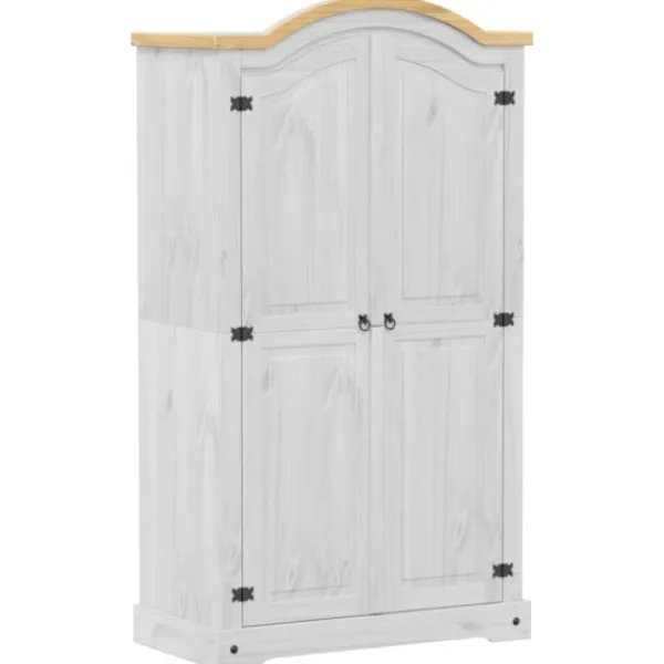 vidaXL Skåp>Garderob Corona vit 102x52x186 cm massiv furu