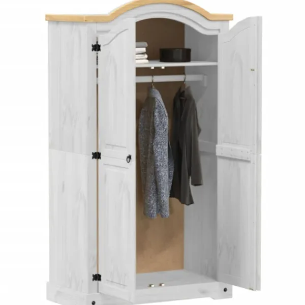 vidaXL Skåp>Garderob Corona vit 102x52x186 cm massiv furu
