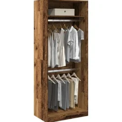 vidaXL Skåp>Garderob åldrat trä 80x50x200 cm konstruerat trä